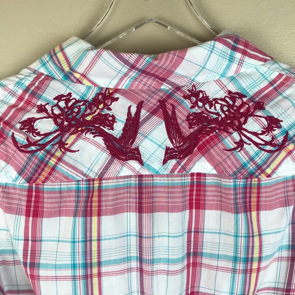 🌿 Guess Plaid Button Down Shirt Size L - Picture 7 of 8
